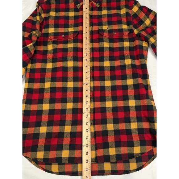 Fjallraven Skog Flannel Shirt Men’s Large Slim Fit Button Down Yellow Red Plaid - Picture 11 of 15